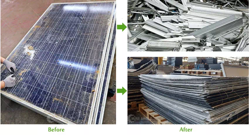 Solar Panel Aluminum Frame Dismantling Machine Effect