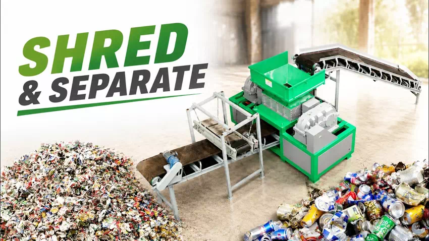 Dual Shaft Shredder and Magnetic Separator for Scrap Metal Recycling