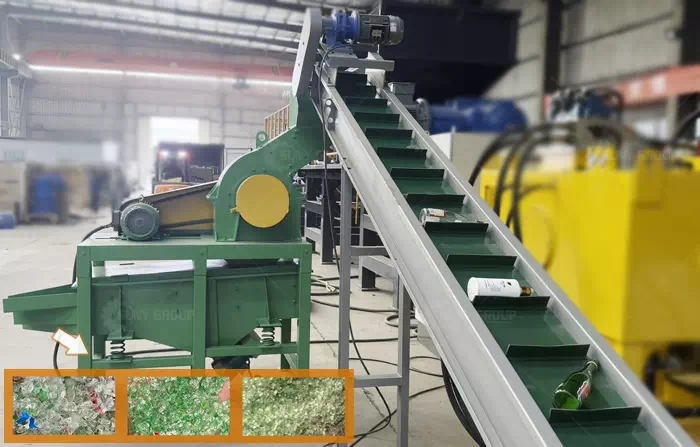 3-in-1 Glass Bottle Crusher with Conveyors